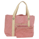 BVLGARI Logo Mania Tote Bag Canvas Pink Silver Auth 121657-1