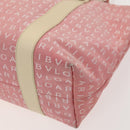 BVLGARI Logo Mania Tote Bag Canvas Pink Silver Auth 121657-15