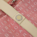 BVLGARI Logo Mania Tote Bag Canvas Pink Silver Auth 121657-10