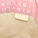 BVLGARI Logo Mania Tote Bag Canvas Pink Silver Auth 121657-17