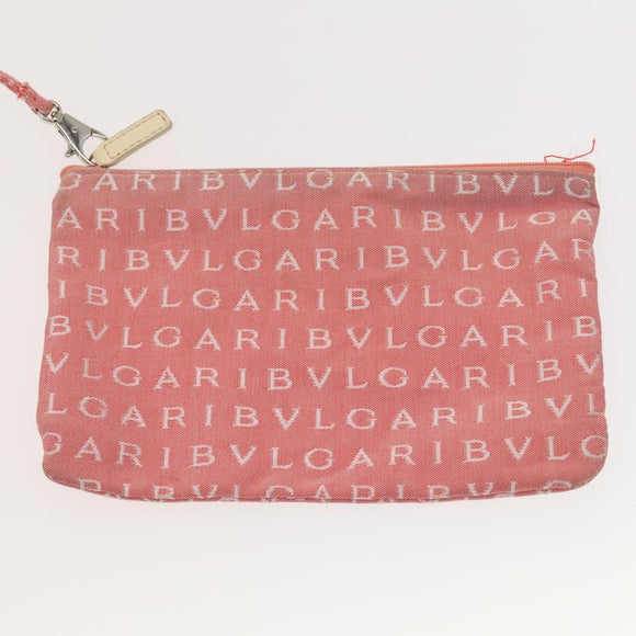 BVLGARI Logo Mania Tote Bag Canvas Pink Silver Auth 121657