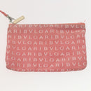 BVLGARI Logo Mania Tote Bag Canvas Pink Silver Auth 121657-20