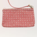 BVLGARI Logo Mania Tote Bag Canvas Pink Silver Auth 121657-21