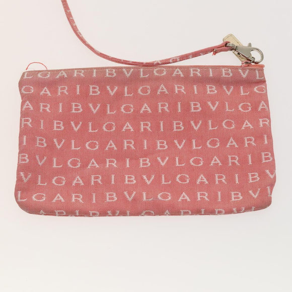 BVLGARI Logo Mania Tote Bag Canvas Pink Silver Auth 121657