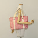 BVLGARI Logo Mania Tote Bag Canvas Pink Silver Auth 121657-25