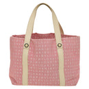 BVLGARI Logo Mania Tote Bag Canvas Pink Silver Auth 121657-2