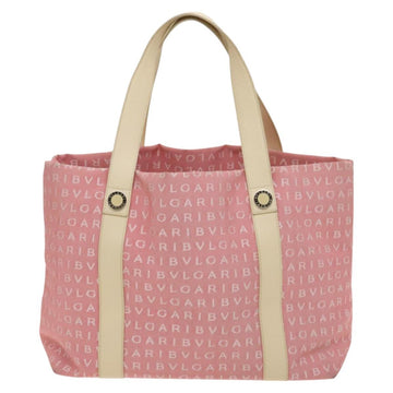BVLGARI Logo Mania Tote Bag Canvas Pink Silver Auth 121657 - 0