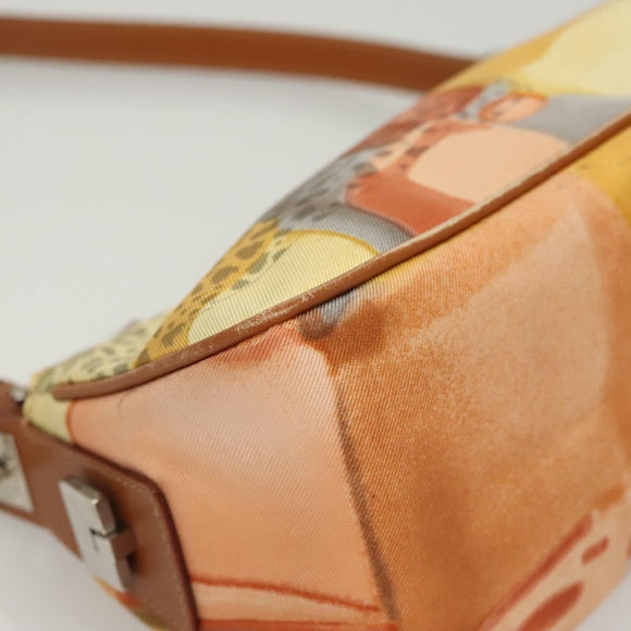 Salvatore Ferragamo Accessory Pouch Nylon Yellow Silver Auth 121659