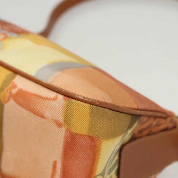 Salvatore Ferragamo Accessory Pouch Nylon Yellow Silver Auth 121659