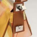 Salvatore Ferragamo Accessory Pouch Nylon Yellow Silver Auth 121659-10