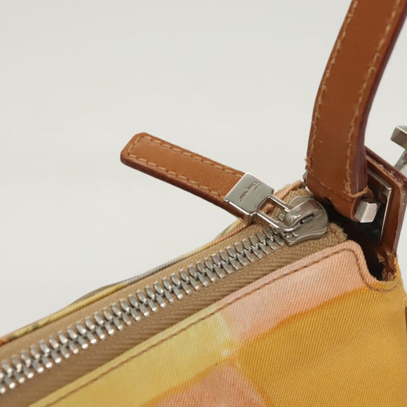 Salvatore Ferragamo Accessory Pouch Nylon Yellow Silver Auth 121659