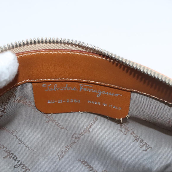 Salvatore Ferragamo Accessory Pouch Nylon Yellow Silver Auth 121659