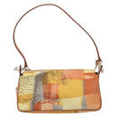Salvatore Ferragamo Accessory Pouch Nylon Yellow Silver Auth 121659-13