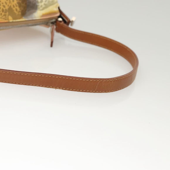 Salvatore Ferragamo Accessory Pouch Nylon Yellow Silver Auth 121659