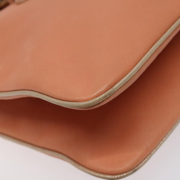 Salvatore Ferragamo Hand Bag Leather Orange Silver Auth 121670
