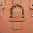 Salvatore Ferragamo Hand Bag Leather Orange Silver Auth 121670-10