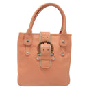 Salvatore Ferragamo Hand Bag Leather Orange Silver Auth 121670-13