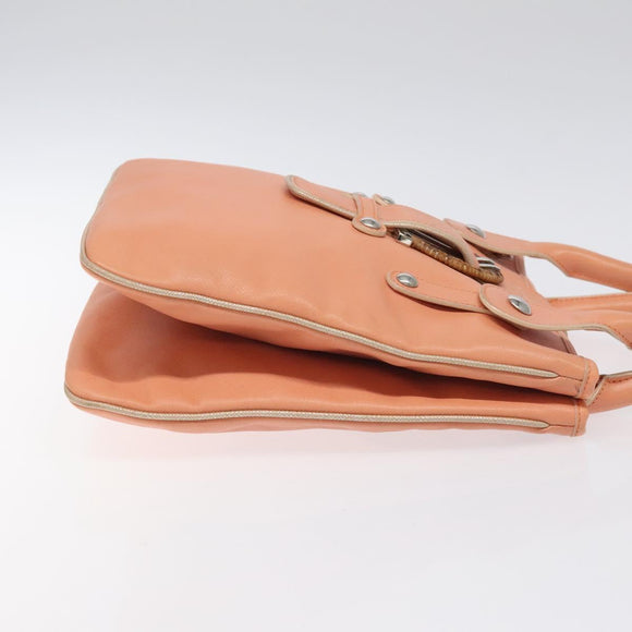 Salvatore Ferragamo Hand Bag Leather Orange Silver Auth 121670