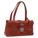 Salvatore Ferragamo Gancini Shoulder Bag Leather Orange Silver Auth 121671-1