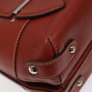 Salvatore Ferragamo Gancini Shoulder Bag Leather Orange Silver Auth 121671-15