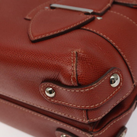 Salvatore Ferragamo Gancini Shoulder Bag Leather Orange Silver Auth 121671