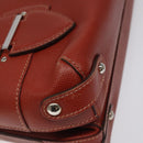 Salvatore Ferragamo Gancini Shoulder Bag Leather Orange Silver Auth 121671-17