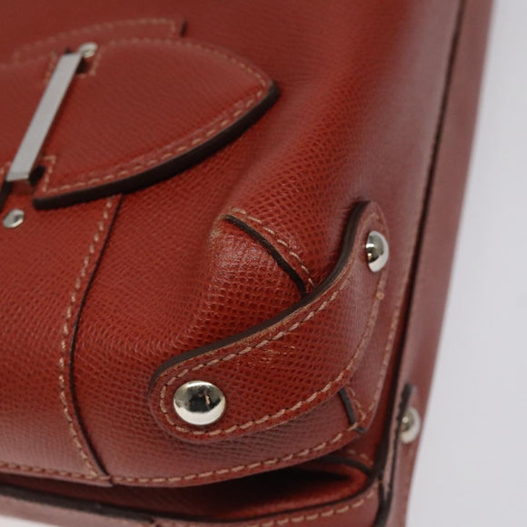 Salvatore Ferragamo Gancini Shoulder Bag Leather Orange Silver Auth 121671