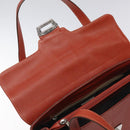 Salvatore Ferragamo Gancini Shoulder Bag Leather Orange Silver Auth 121671-9