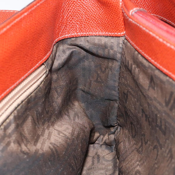 Salvatore Ferragamo Gancini Shoulder Bag Leather Orange Silver Auth 121671