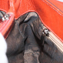 Salvatore Ferragamo Gancini Shoulder Bag Leather Orange Silver Auth 121671-21