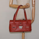 Salvatore Ferragamo Gancini Shoulder Bag Leather Orange Silver Auth 121671-24