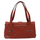 Salvatore Ferragamo Gancini Shoulder Bag Leather Orange Silver Auth 121671-2