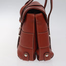 Salvatore Ferragamo Gancini Shoulder Bag Leather Orange Silver Auth 121671-4