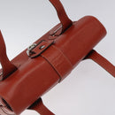 Salvatore Ferragamo Gancini Shoulder Bag Leather Orange Silver Auth 121671-6