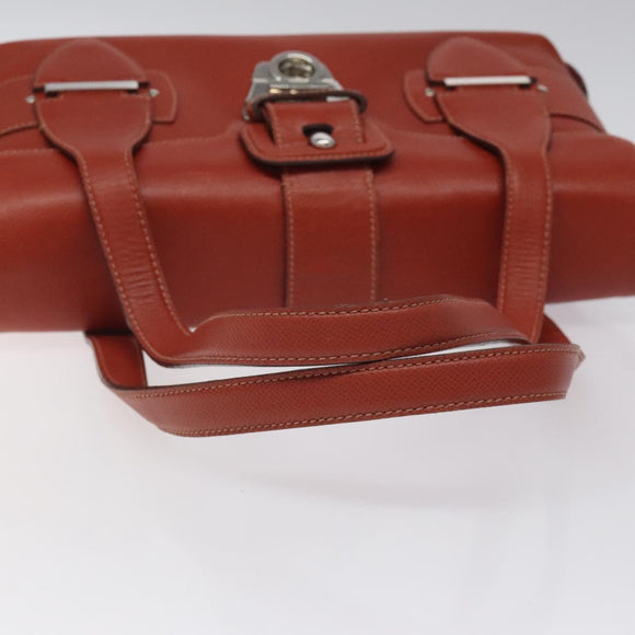 Salvatore Ferragamo Gancini Shoulder Bag Leather Orange Silver Auth 121671