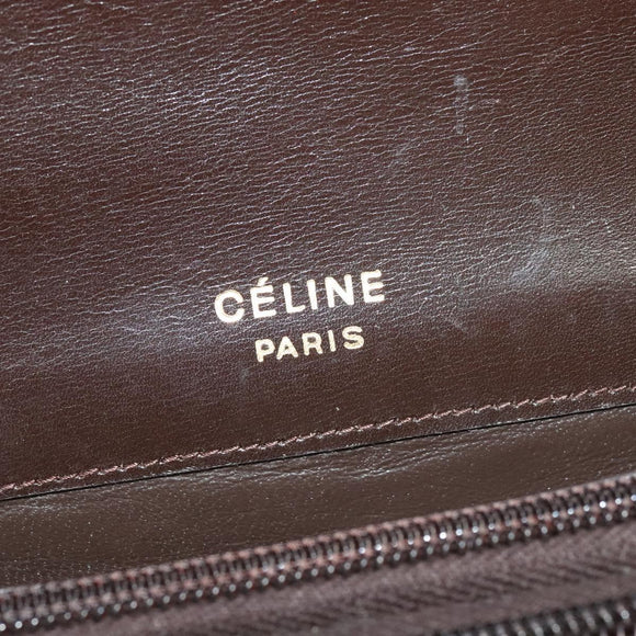 CELINE C Sulky Shoulder Bag Canvas Brown Gold Auth 121678