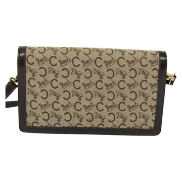 CELINE C Sulky Shoulder Bag Canvas Brown Gold Auth 121678 - 0