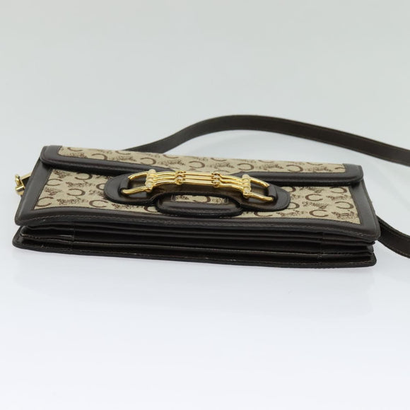 CELINE C Sulky Shoulder Bag Canvas Brown Gold Auth 121678