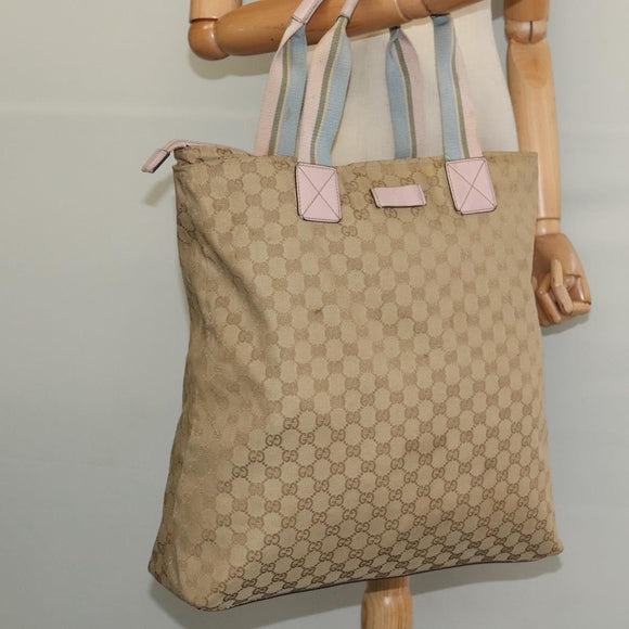 GUCCI GG Canvas Tote Bag Beige Gold 131233 Auth 121682