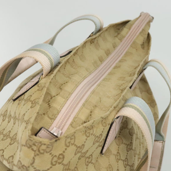 GUCCI GG Canvas Tote Bag Beige Gold 131233 Auth 121682