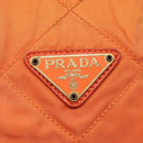 PRADA Chain Shoulder Bag Nylon Orange Gold Auth 121685-18