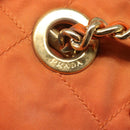 PRADA Chain Shoulder Bag Nylon Orange Gold Auth 121685-9