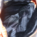 PRADA Chain Shoulder Bag Nylon Orange Gold Auth 121685-20