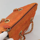 PRADA Chain Shoulder Bag Nylon Orange Gold Auth 121685-6