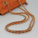 PRADA Chain Shoulder Bag Nylon Orange Gold Auth 121685-7