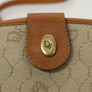Christian Dior Honeycomb Canvas Shoulder Bag Beige Gold Auth 121690-14