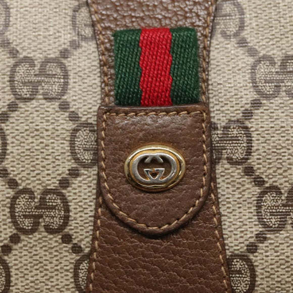 GUCCI GG Supreme Web Sherry Line Clutch Bag PVC Beige Gold 89 01 034 Auth 121699