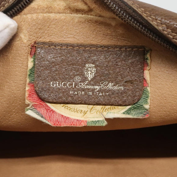 GUCCI GG Supreme Web Sherry Line Clutch Bag PVC Beige Gold 89 01 034 Auth 121699