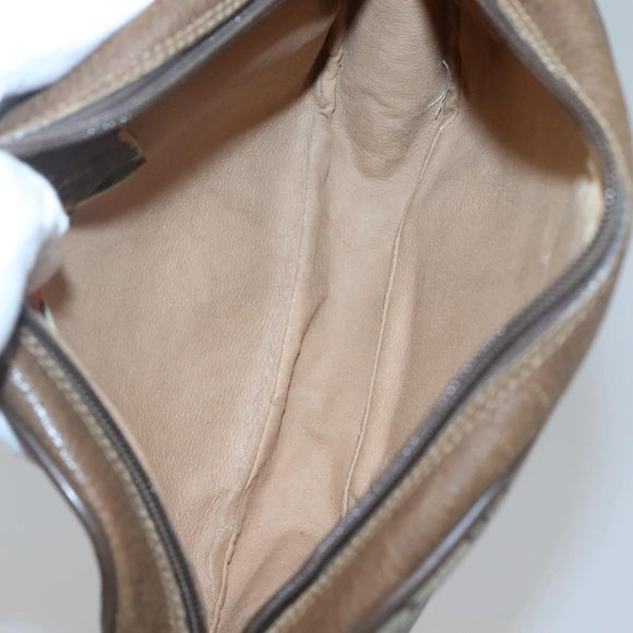 GUCCI GG Supreme Web Sherry Line Clutch Bag PVC Beige Gold 89 01 034 Auth 121699