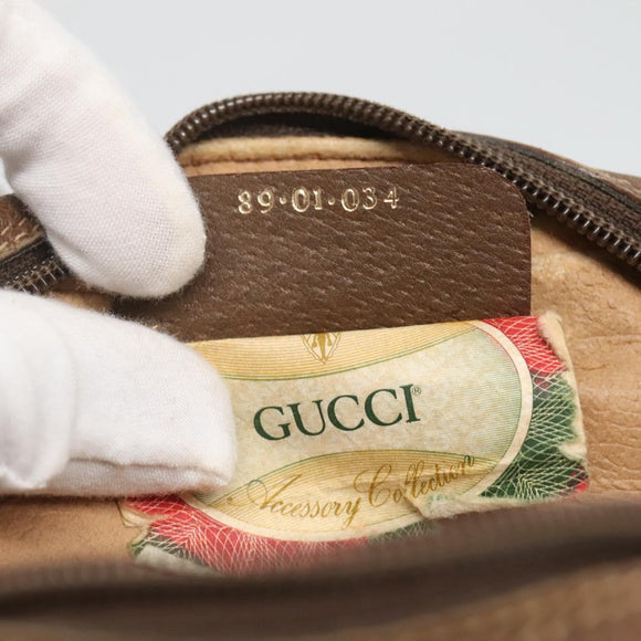 GUCCI GG Supreme Web Sherry Line Clutch Bag PVC Beige Gold 89 01 034 Auth 121699